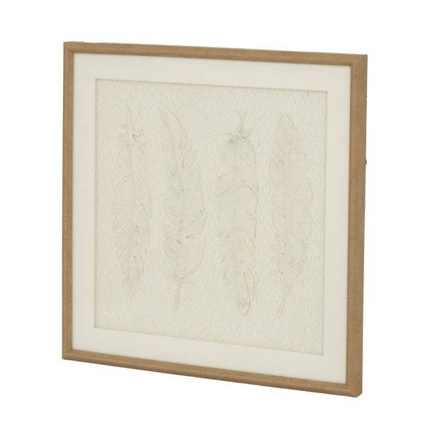 Alta White Feathers Art Mounted in Beaded Frame