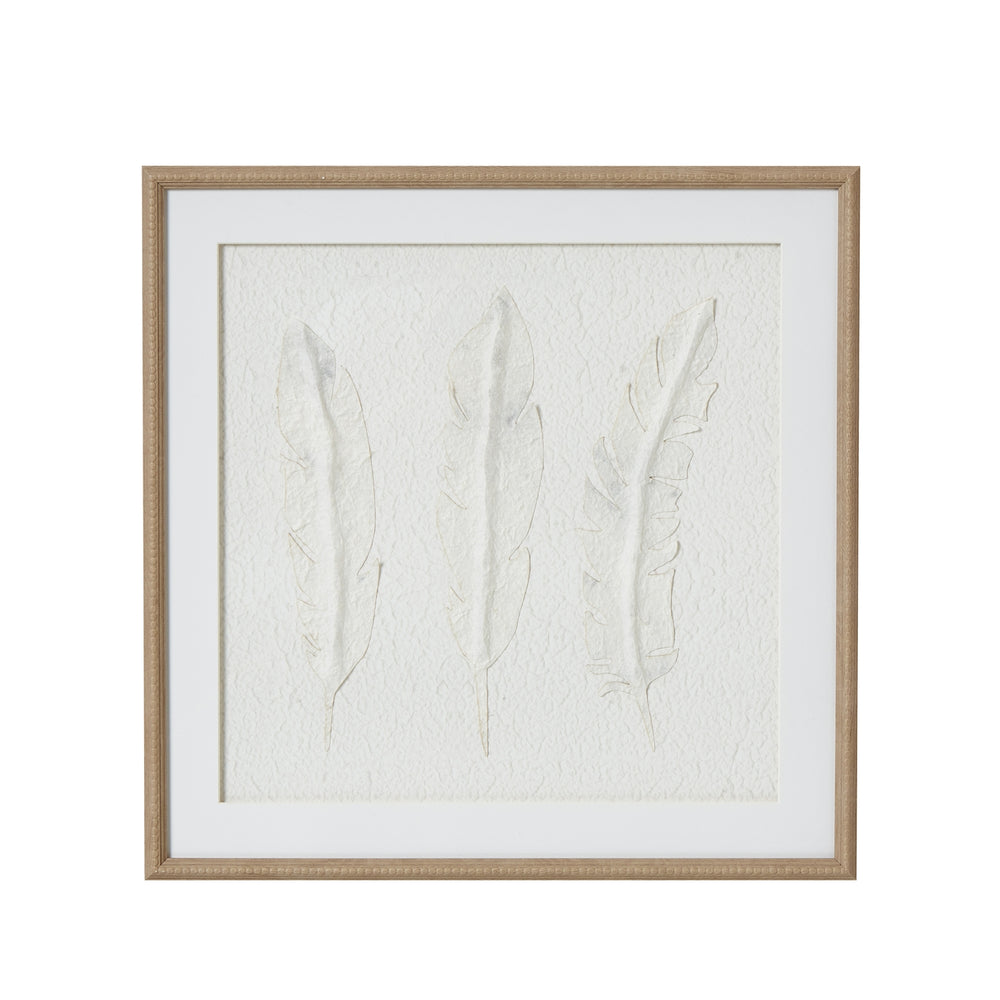 Solli White Feathers Art Mounted in Beaded Frame