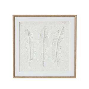 Solli White Feathers Art Mounted in Beaded Frame