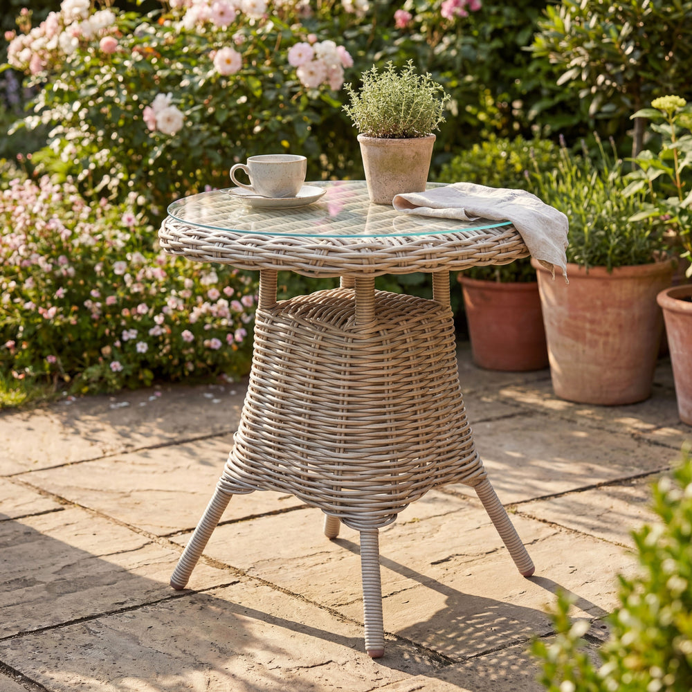 Amalfi Collection Outdoor Bistro Table With Glass Top — Xshowhome