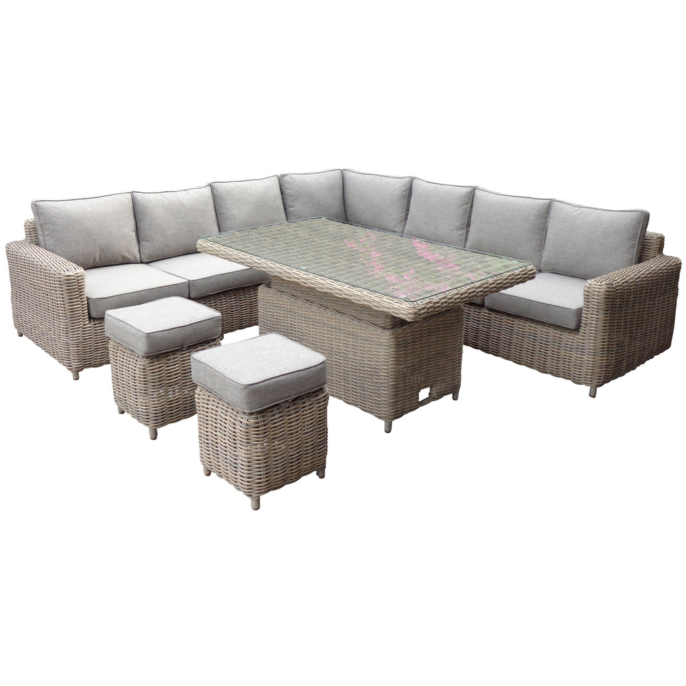 Amalfi Outdoor Large Corner Set With Riser Table + 2 Stools — Xshowhome