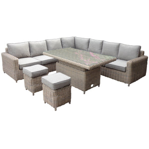 Amalfi Outdoor Large Corner Set With Riser Table + 2 Stools — Xshowhome