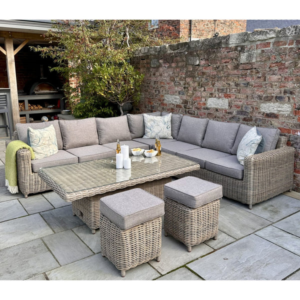 Amalfi Outdoor Large Corner Set with Riser Table + 2 Stools