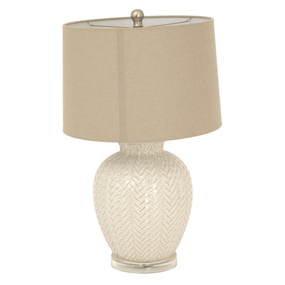 Twill Weave Ceramic Table Lamp with Linen Shade