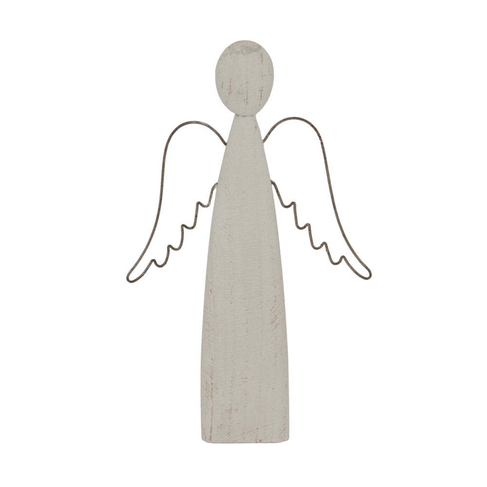 Large Whitewashed Rustic Standing Angel