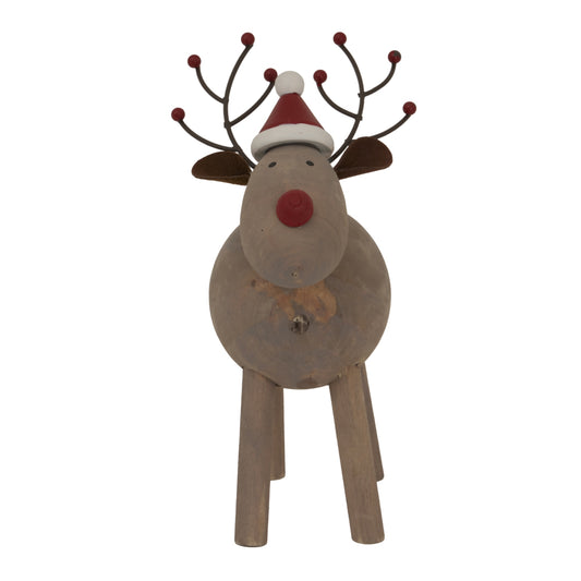 Large Rustic Rudolf With Hat