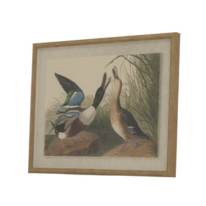Flora & Fauna Collection Mallards on Linen in Beaded Frame