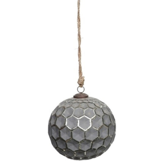 Grey Metallic Collection Large Honey Combe Bauble
