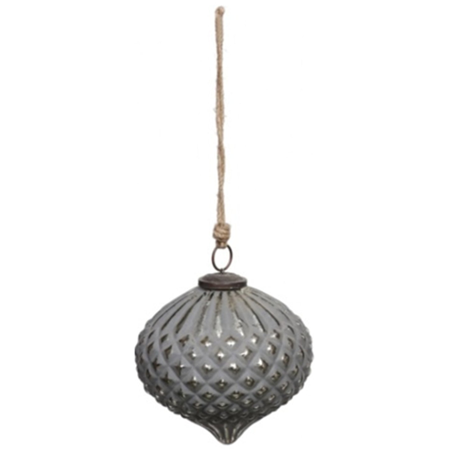Grey Metallic Collection Large Teardrop Combe Bauble