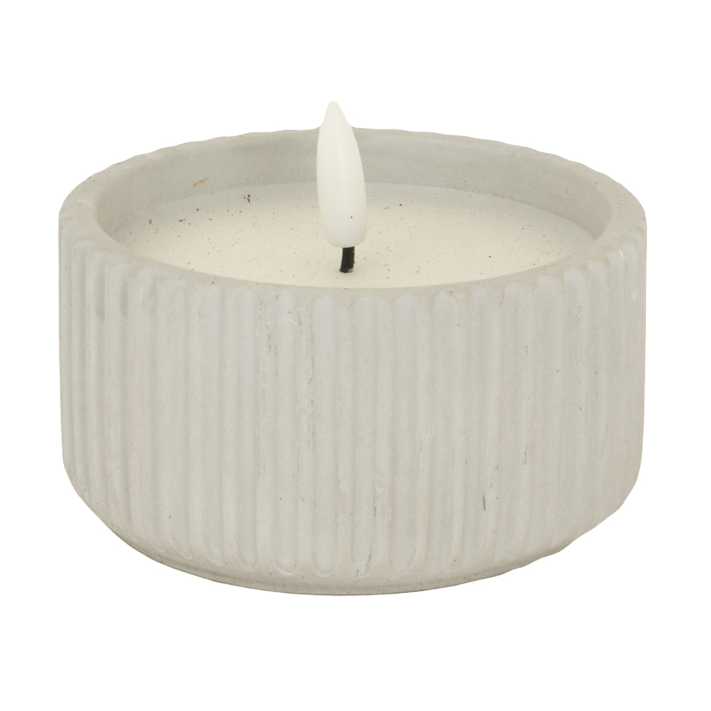 Luxe Collection Natural Glow Chalk Ribbed Small LED Candle