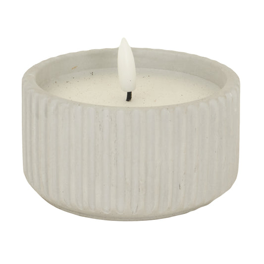Luxe Collection Natural Glow Chalk Ribbed Small Led Candle