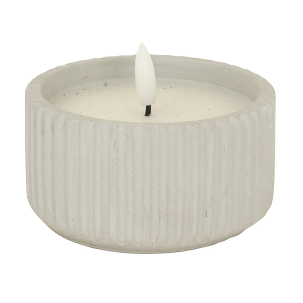 Luxe Collection Natural Glow Chalk Ribbed Small LED Candle