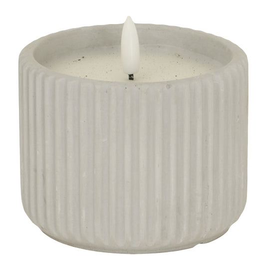 Luxe Collection Natural Glow Chalk Ribbed Medium Led Candle