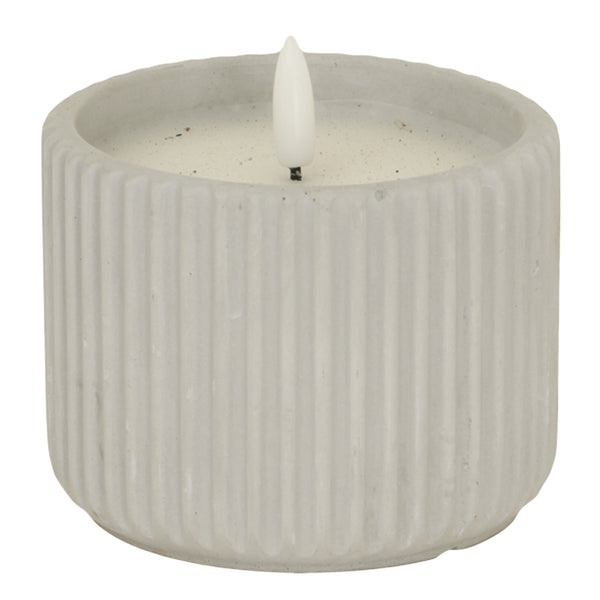 Luxe Collection Natural Glow Chalk Ribbed Medium LED Candle