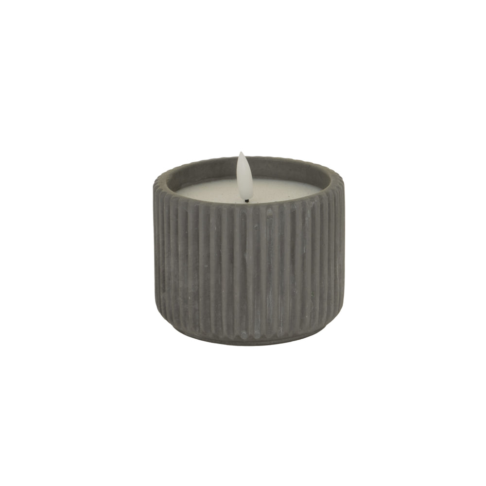 Luxe Collection Natural Glow Grey Ribbed Medium LED Candle