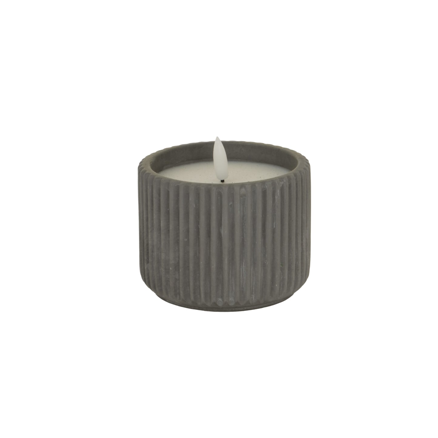 Luxe Collection Natural Glow Grey Ribbed Medium Led Candle