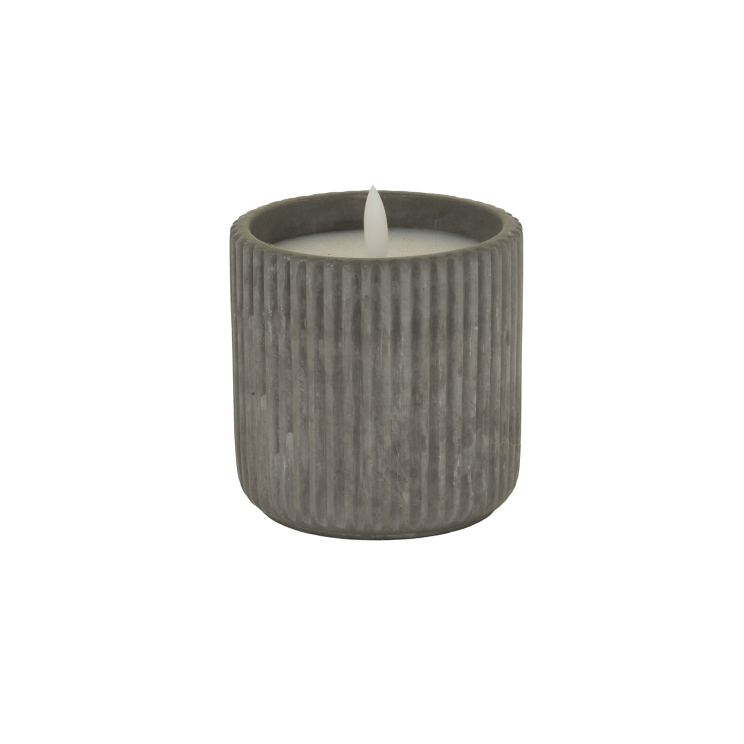 Luxe Collection Natural Glow Grey Ribbed Large  Led Candle