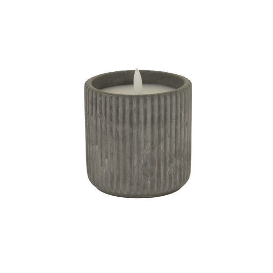 Luxe Collection Natural Glow Grey Ribbed Large  Led Candle