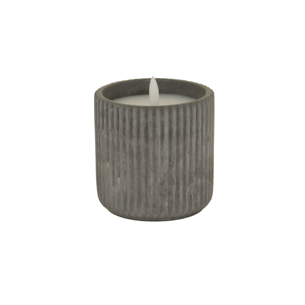 Luxe Collection Natural Glow Grey Ribbed Large LED Candle