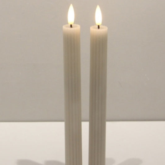 Luxe Collection Natural Glow Taupe  Ribbed Taper Candles