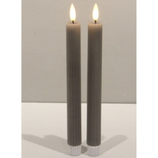 Luxe Collection Natural Glow Grey  Ribbed Taper Candles