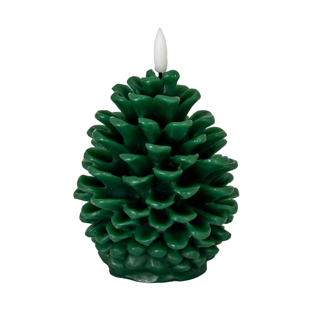 Luxe Collection Natural Glow Green Pinecone LED Wax Candle