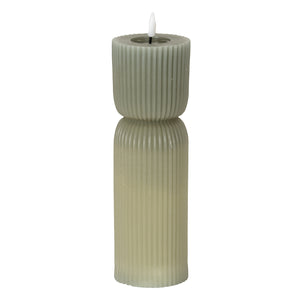 Luxe Collection Natural Glow 2.75x10 Grey Carved LED Candle