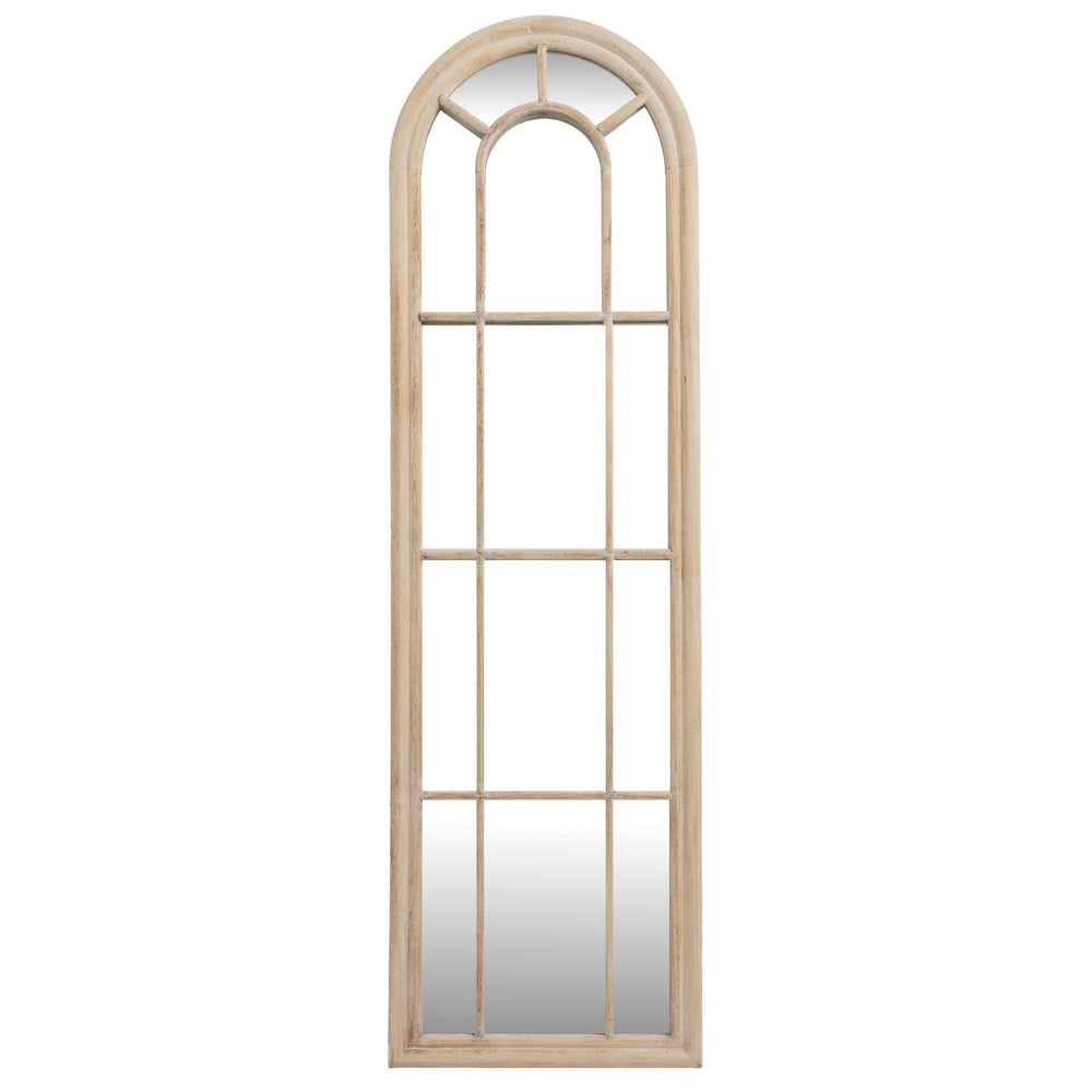 Washed Wood Tall Arched Window Mirror