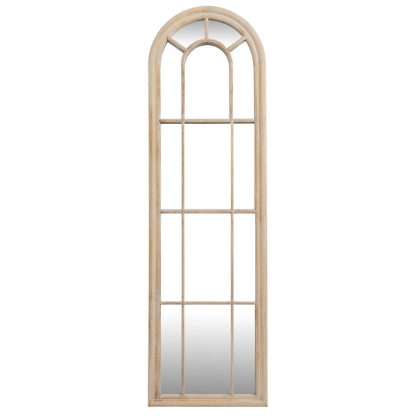 Washed Wood Tall Arched Window Mirror