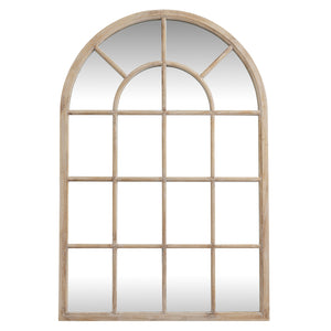 Washed Wood Arched Window Mirror