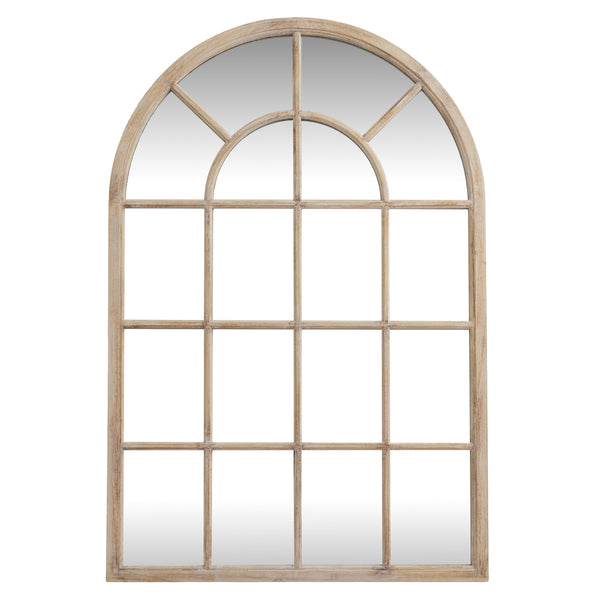 Washed Wood Arched Window Mirror