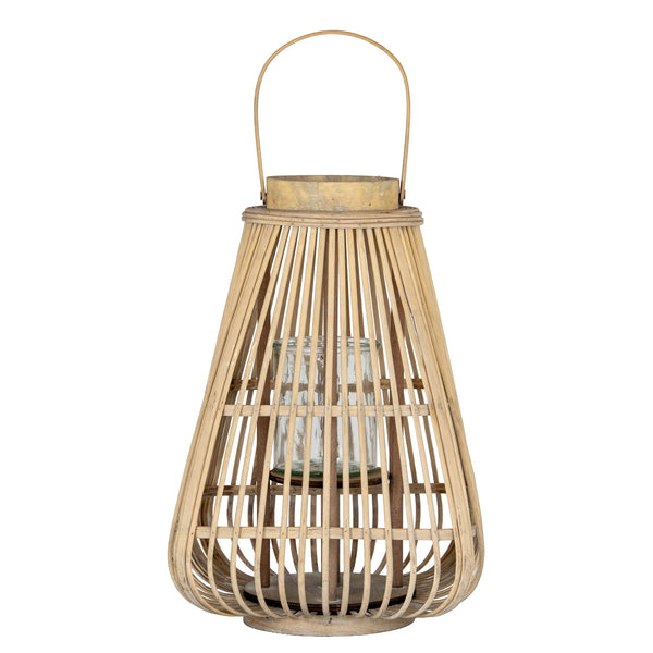 Large Peardrop Wicker Lantern with Glass Holder