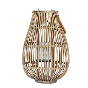 Large Ellipse Wicker Lantern with Glass Holder