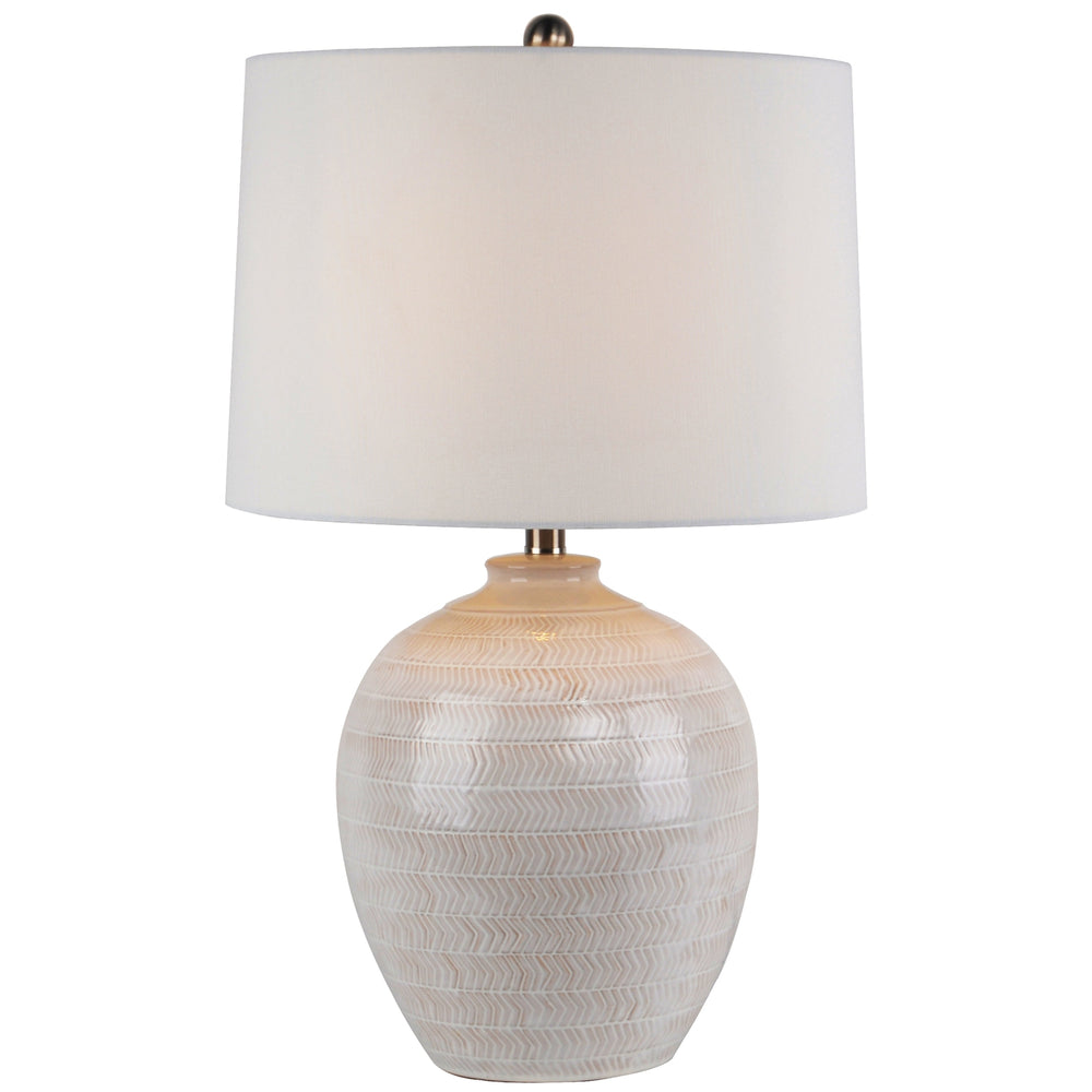 Chevronne Ceramic Table Lamp with Linen Shade
