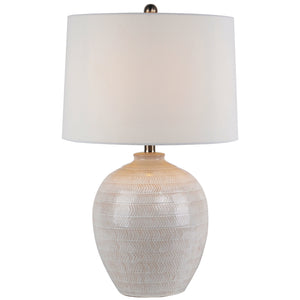 Chevronne Ceramic Table Lamp with Linen Shade