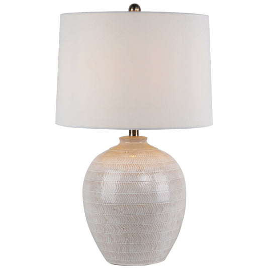 Chevronne Ceramic Table Lamp With Linen Shade