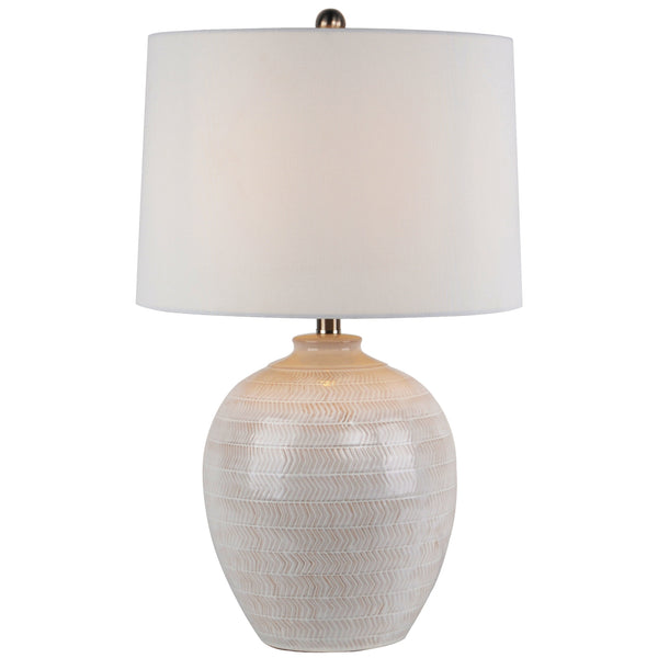 Chevronne Ceramic Table Lamp with Linen Shade