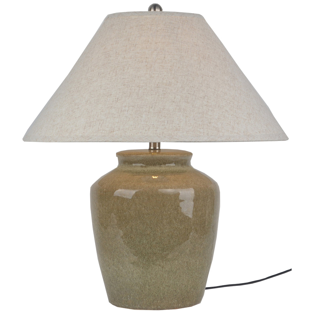 Mottura Ceramic Table Lamp with Edged Linen Shade