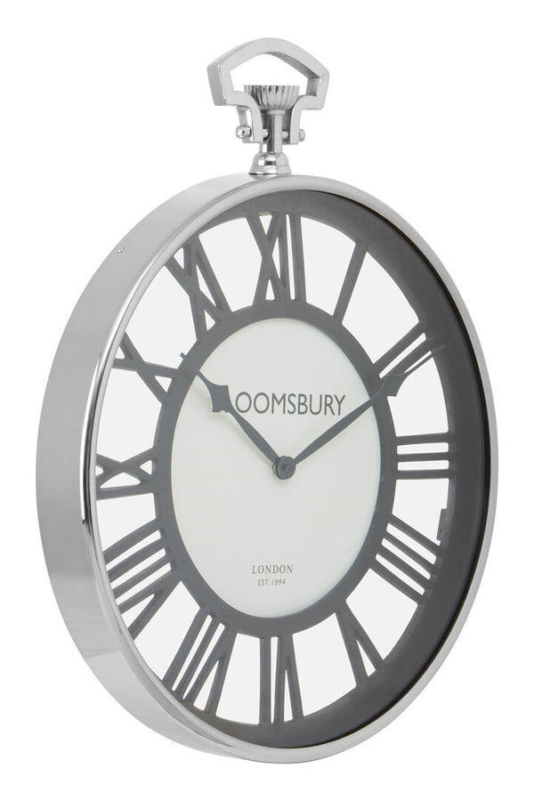 Mateo Nickel Finish Pocket Style Wall Clock detail image – Xshowhome furniture