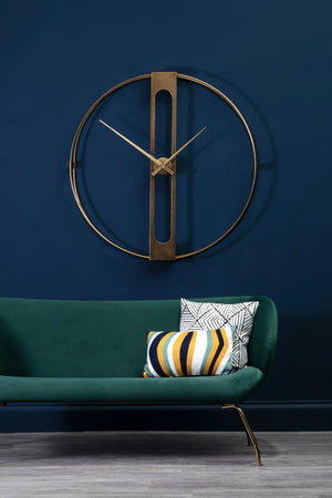 Beauly 107cm Dia Gold Finish Dual Ring Wall Clock detail image – Xshowhome furniture