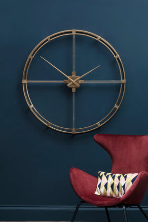 Beauly 110cm Dia Gold Finish Metal Wall Clock detail image – Xshowhome furniture