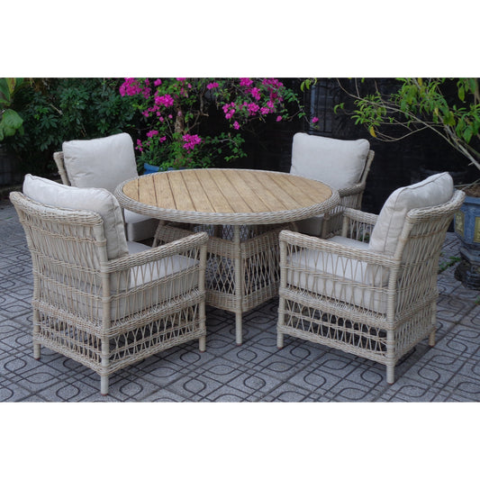 Provence Collection Outdoor 4 Seater Round Dining Set