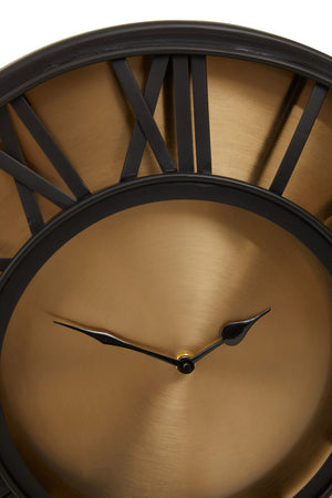 Mateo 41cm Dia Black and Antique Gold Small Wall Clock detail image – Xshowhome furniture