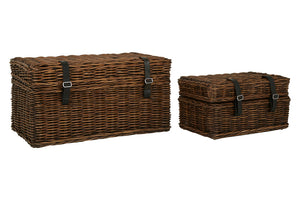 Argento Brown Rattan Storage Trunks- set of 2 detail image – Xshowhome furniture