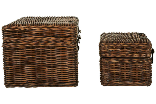 Argento Brown Rattan Storage Trunks- set of 2 detail image – Xshowhome furniture