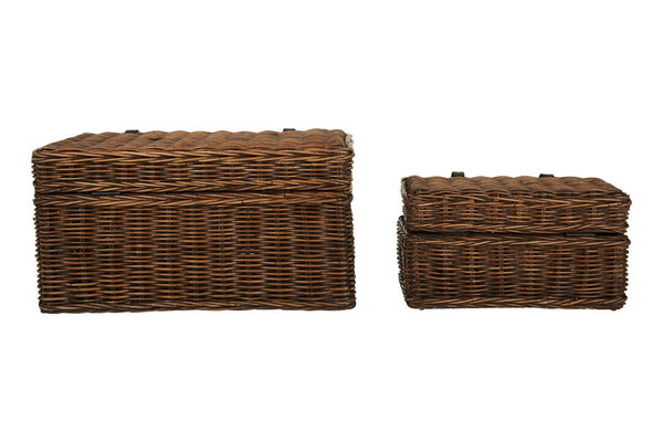 Argento Brown Rattan Storage Trunks- set of 2 detail image – Xshowhome furniture