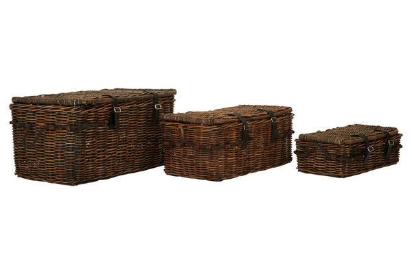 Argento Brown Rattan Storage Trunks -Set of 3 detail image – Xshowhome furniture