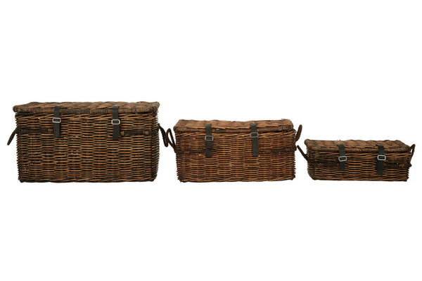 Argento Brown Rattan Storage Trunks -Set of 3 detail image – Xshowhome furniture