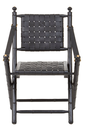 Kendari Black Strapped Leather And Black Teak Wood Chair – Xshowhome furniture