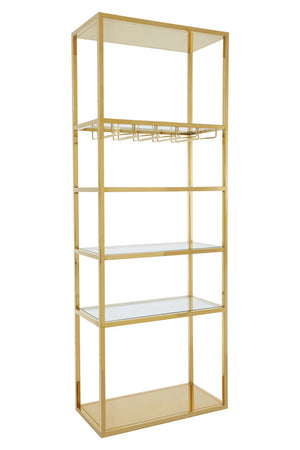 Piermount Gold Bar Shelf Unit With Glass Rack detail image – Xshowhome furniture